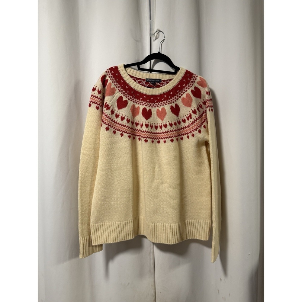 Kiel James Patrick XXL Sweater Valentine's Day Holiday In Ivory Pink Red Heart